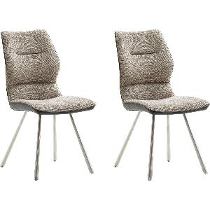 Set 2 scaune tapitate cu stofa si piele ecologica, cu picioare metalice, Orlando Capuccino / Crom, l46xA63xH92 cm