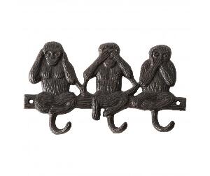 Cuier Three Monkeys - Esschert Design, Negru