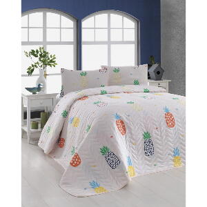 Cuvertură de pat cu 2 fețe de pernă pentru copii Eponj Home Ananas, 200 x 220 cm