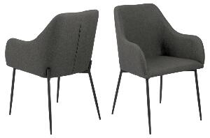 Set 2 scaune tapitate cu stofa si picioare metalice, June Gri / Negru, l57xA55,5xH83 cm