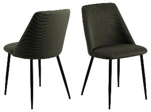 Set 4 scaune tapitate cu stofa si picioare metalice, Ines Verde / Negru, l49,2xA57,5xH84 cm