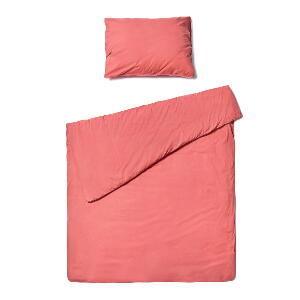 Lenjerie de pat din bumbac pentru o persoană Le Bonom, 140 x 200 cm, roz corai