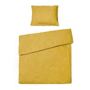 Lenjerie de pat din bumbac pentru o persoană Le Bonom, 140 x 220 cm, galben muștar
