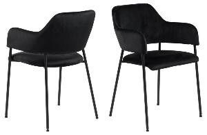Set 2 scaune tapitate cu stofa si picioare metalice, Limana Velvet Negru, l54xA55xH82 cm