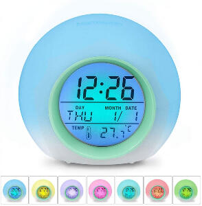 Ceas cu alarma Hamswan, 7 culori, 10 x 9 x 9 cm