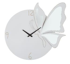 Ceas de perete White Butterfly Alb / Auriu, L66xl64 cm