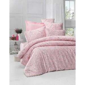 Lenjerie de pat din bumbac satinat Victoria Verano, 200 x 220 cm, roz