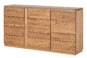 Comoda din lemn si furnir, cu 4 sertare si 2 usi Montenegro 45 Stejar Rustic, l163xA42xH87 cm