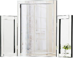 Oglinda de machiaj Richtop, lemn/sticla, argintiu/negru, 78 x 54 x 1,9 cm