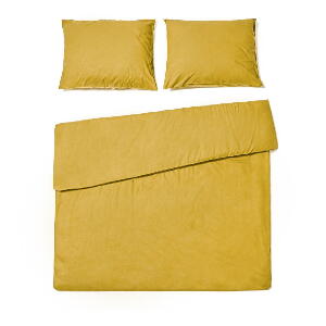 Lenjerie pentru pat dublu din bumbac Bonami Selection, 160 x 200 cm, galben muștar
