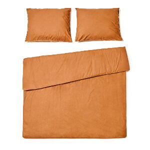 Lenjerie pentru pat dublu din bumbac stonewashed Bonami Selection, 200 x 220 cm, portocaliu teracotă