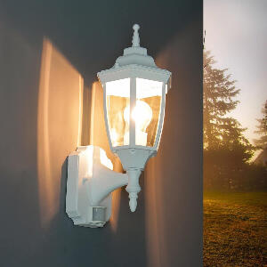 Aplica de perete pentru exterior Licht-Erlebnisse, metal/sticla, alb, 42 cm