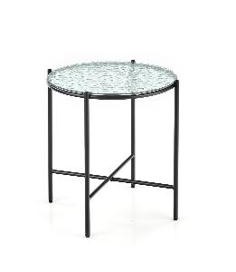 Masa de cafea din sticla si metal, Rosalia-S Transparent / Negru, Ø45xH49 cm