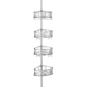 Raft de colt pentru baie mDesign, otel inoxidabil, argintiu, 24,8 x 21 x 150-290 cm