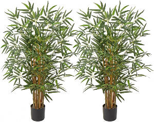 Set de 2 plante artificiale Briful, bambus/textil, 91,4 cm