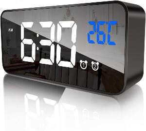 Ceas digital cu alarma Zover, plastic, negru, 14,5 x 6,5 x 3,2 cm