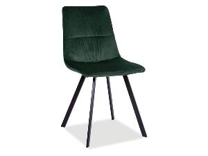 Scaun tapitat cu stofa si picioare metalice, Toledos New Velvet Verde Inchis / Negru, l45xA39xH88 cm