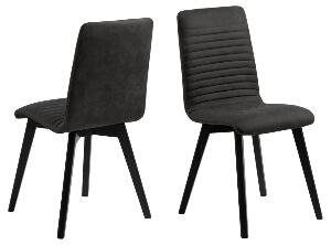 Set 2 scaune tapitate cu stofa si picioare din lemn Arosa Antracit / Negru, l42xA43xH90 cm