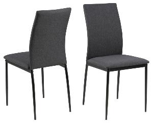 Set 4 scaune tapitat cu stofa si picioare metalice Demina Gri / Negru, l43,5xA53xH92 cm