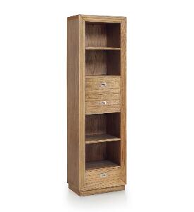Biblioteca din lemn si furnir, cu 3 sertare, Merapi Natural, l55xA40xH190 cm