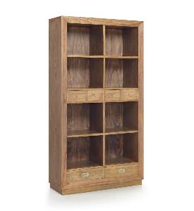Biblioteca din lemn si furnir, cu 6 sertare, Merapi Natural, l100xA40xH190 cm