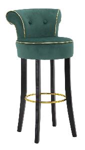 Scaun de bar tapitat cu stofa si picioare din lemn, Luxy Velvet Verde / Negru / Auriu, l46xA48xH96 cm