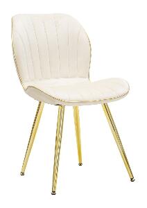 Set 2 scaune tapitate cu stofa si picioare metalice, Paris Space Velvet Crem / Auriu, l46xA58xH77 cm