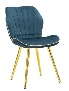 Set 2 scaune tapitate cu stofa si picioare metalice, Paris Space Velvet Teal / Auriu, l46xA58xH77 cm