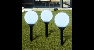 Lampi solare pentru exterior cu LED-uri + tarusi, 20 cm, 3 buc