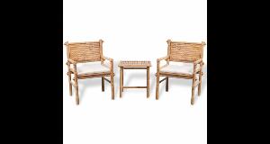 Set mobilier de gradina din cinci piese, bambus