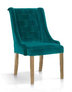 Scaun tapitat cu stofa, cu picioare din lemn Prince Velvet Turcoaz / Stejar, l55xA70xH105 cm