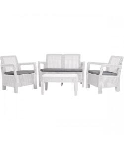 Set mobilier de gradina tarifa lounge - Canapea+Masuta+DOUA SCAUNE ALB/ GRI- RECE
