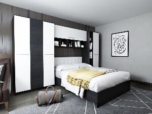 Dormitor Mario 3.44m pat incadrat tapitat alb