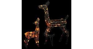 Decoratiune familie de reni de Craciun, 160 LED-uri, colorat