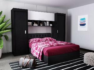 Set Dormitor Bingo 2.43m cu pat tapitat Negru incadrat