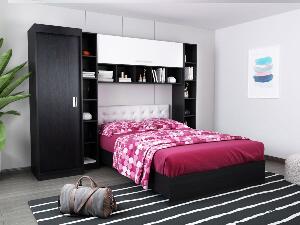 Set Dormitor Bingo 2.55m cu pat tapitat alb incadrat