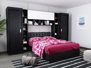 Set Dormitor Bingo 2.99m cu pat tapitat Negru incadrat