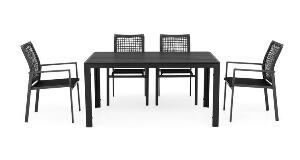 Set mobilier ENCORE/MAURO terasa/gradina, 4 scaune si masa dreptunghiulara