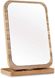 Oglinda cosmetica ZHUOAI, lemn/sticla, natur, 25,5 x 16 cm