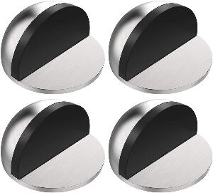 Set de 4 opritoare pentru usa Acgam, metal/cauciuc, argintiu/negru, 4,2 x 4,2 cm