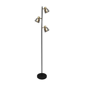 Lampadar Smoky, 40 W, 3 x E14, 1500 mm, metal, abajur sticla, IP20, Negru/Auriu