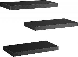 Set de 3 rafturi de perete Storemic, MDF, negru, 38 cm