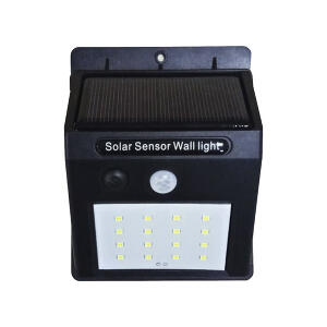 Aplica solara cu LED Flink, 0.15 W, 150 lm, 6500 K, senzor miscare, plastic, lumina alb rece, Negru