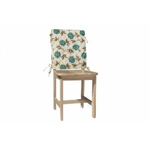 Husa pentru scaun Heinner, 47 x 100 cm, bumbac, model flori, Albastru/Crem