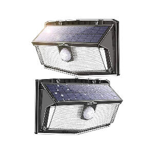 Set 2 lampi solare Litom, 16 x 10 x 5 cm, 2200 mAh, maxim 200 m, 300 x LED, IP67, senzor miscare