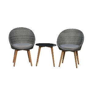 Set mobilier pentru gradina Gratz, masa 50 x 49 cm, 2 scaune, structura aluminiu, Gri
