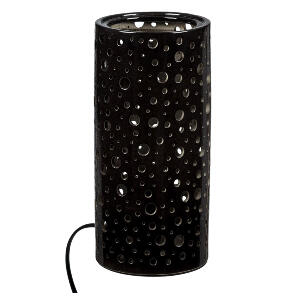 Veioza ceramica Dots Table Lamp, 25 cm, model perforat, Negru