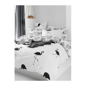Lenjerie de pat cu cearșaf din bumbac ranforce, pentru pat dublu Mijolnir Hope Black, 200 x 220 cm