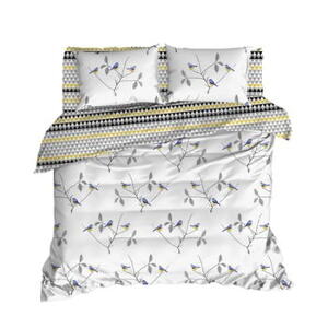 Lenjerie de pat cu cearșaf din bumbac ranforce, pentru pat dublu Mijolnir Pavlina White, 160 x 220 cm