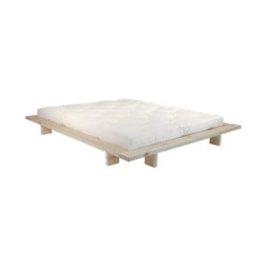 Pat din lemn de pin cu saltea Karup Design Japan Comfort Mat Raw/Natural, 140 x 200 cm